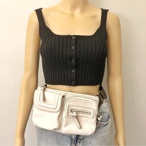 Danier Genuine leather Belt Bag White Fanny Pack Crossbody Hands-Free Travel bag